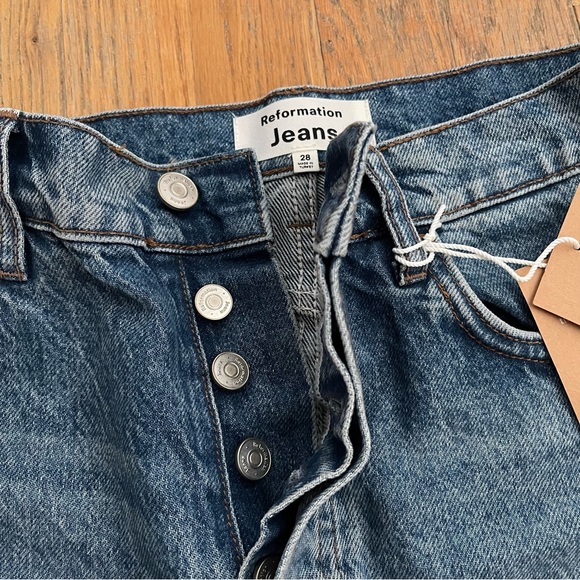 Reformation Charlie High Waist Cuffed Cutoff Denim Shorts - Picture 5 of 7